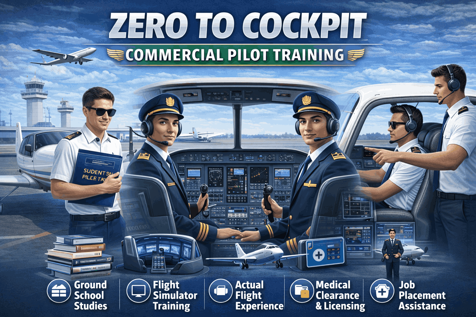 Zero to Cockpit CPL Training + Computer Number + DGCA Medical + Ground Classes + Test Series