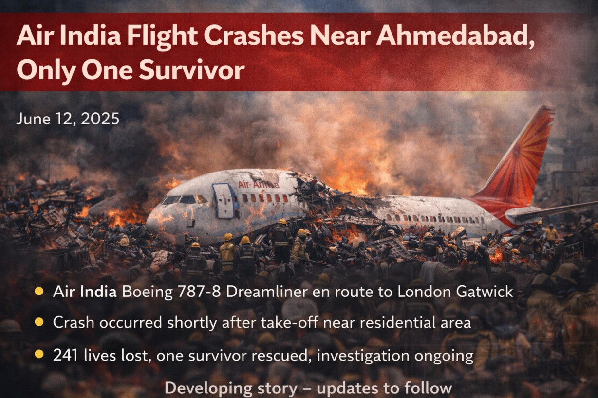 Ahmedabad Plane Crash Claims Nearly All Lives on Board
